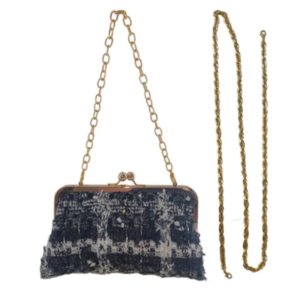 Trixie: Vintage Ivory & Black Wool Plaid